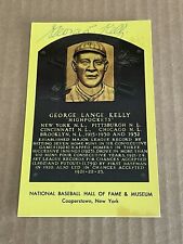 George Kelly Autographed Hall of Fame HOF Plaque Postcard New York Giants picture