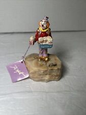 Signed Demott Clown Selling Popcorn - Metal on a Marble Base  picture