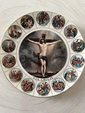 Decorative Plate Jesus Christ Crucified Golden Trim Christian Catholic Religious picture