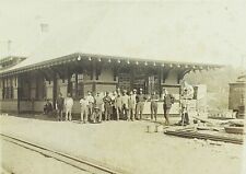 Antique Railroad Train Station Depot Mounted Photo Vtg picture
