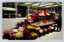 San Francisco CA-California, Sidewalk Flower Stands, Antique, Vintage Postcard picture
