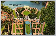 Fla. Postcard Deering Estate Formal Garden Miami Aerial View Linen Unposted picture