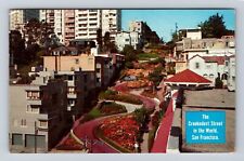 San Francisco CA-California, Aerial Crookedest Street, Vintage c1960 Postcard picture