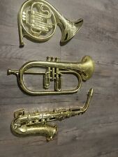 COMPLETE SET 1978 Syroco Musical Instruments Wall Hangings 7562 Horn Trumpet Sax picture