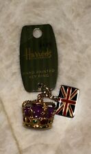 Harrods Royal Crown Keychain London UK GB British Flag Souvenir Logo Keyring  picture