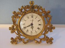 Vintage Linden Globe Germany Ornate Gold plated Wind up  Alarm Clock Runs Slow picture