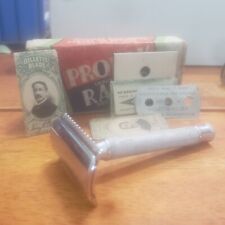 Rare Vintage Probak Safety Razor With Original Box + 3 Extra (Gillette) Blades picture
