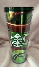 Starbucks 2021 Christmas Holiday Swirl 24 oz. Red Green Gold Wave Ribbon Cups picture