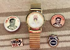 Vintage Rare Teamster Union It’s Hoffa Time Watch & pins~Trucking picture