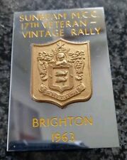 1963 Vintage Brighton 17th Vet Rally SUNBEAM MCC Flat Back Badge 7.5cm x 5cm picture