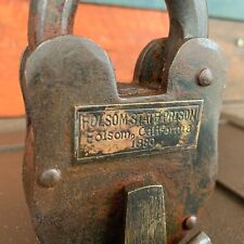 Antique Folsom California State Padlock Prison Cast Iron Lock Keys picture