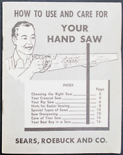 Vintage Sears Roebuck Tool Booklet How to Use & Care for Your Hand Saw picture