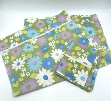 Vtg Set Pillow Case Covers Flower 70s Boho GreenSpring Girl Cottage Granny core picture