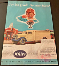 1940s White Ice Cream Trucks - Vintage Original Automotive Print Ad / Wall Art picture