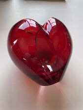 FTD Red Glass Heart Vase Vintage 1982 picture