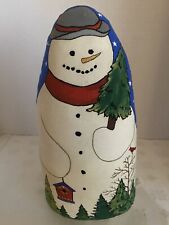 The Toy Works Handmade and artist signed Cloth Snowman Doorstop picture