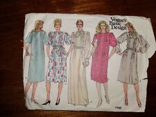 Vintage 1980's Vogue 1163 Basic Design Easy Pullover Maxi Dress Pattern Size 10 picture