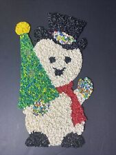Melted Plastic Popcorn Decoration Vintage Large Snowman 18” Ht G4 picture