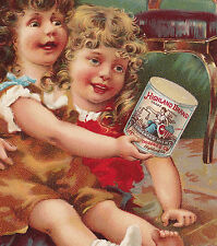 Antique 1800's Milk Highland Brand Condensed Cream Tin Can Girl Advertising Card picture