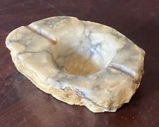 Genuine Alabaster Mid Century Ashtray Vintage Hand Carved In Italy Approx 7x4 In picture