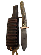 Old West Style Knife--Vintage Blade, Elk Antler Handle Copper Guard 10