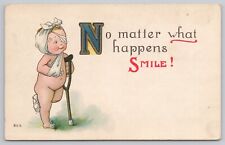 Postcard No Matter What Happens Smile Beat Up Baby Vintage PM 1912 Minot ND picture