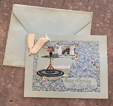 Unused Antique Mother Birthday Rust Craft Greeting Card w/ Original Envelope  picture