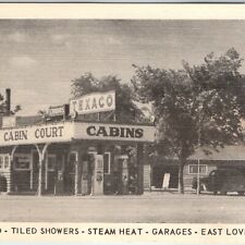 c1940s Lovelock NV Log Cabin Court Texaco Gas Station Roadside Linen PC Nev A230 picture