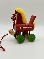 Vintage Steinbach Wooden Horse Ornament Yarn Mane Christmas July picture