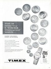 1955 Timex Watches Vintage Print Ad Waterproof Just 16 Coins  picture
