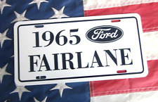 1965 Ford FAIRLANE license Plate 65 white car TAG with dark navy blue lettering picture