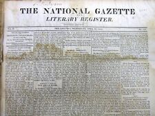  Rare 1821 newspaper MISSOURI ADMITTED to UNION as SLAVE STATE Monroe Compromise picture