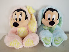 Set 2 Disney Store Mickey & Minnie Mouse Easter Bunny Costume Plush Pink Blue picture