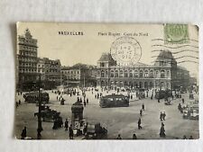 Belgium~Bruxelles~Brussels~1913~Place Rogier~Gare du Nord~train station~trolley picture