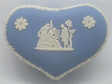 Vintage Wedgwood Jasperware White on Dusty Blue Heart Trinket Box picture