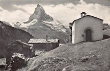 RPPC Matterhorn Findeln Zermatt Switzerland chapel Church Photo Postcard D22 picture
