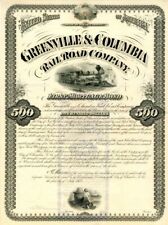 Greenville and Columbia Railroad Co. $500 Bond - Railroad Bonds picture