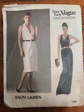 Vogue Pattern 1194 Ralph Lauren American Designer Dress Uncut Size 10 32.5