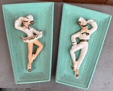 Vintage 1950s Harlequin Chalkware Plaques Wall Hangings Mid Century MCM Kitsch picture