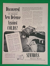 1948 Simmons Electronic Blanket Magazine Print Ad New Defense Against COLDS picture