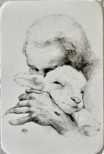 Jesus and the Lamb prayer card Pk 6 picture
