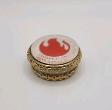 1982 World's Fair Pill Box 1.5” Round Gold Filigree Knoxville Flame Logo Plastic picture