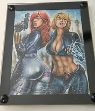 2013 Women Of Marvel 1/1 Black Widow Oversized 4x5 Sketch Card Matt & Mick Glebe picture