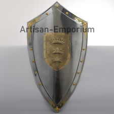Medieval Knight Templar Armor Shield,  King Arthur Three-Crowns metal Shield picture