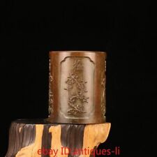 Chinese Antique Bronze Plum, Orchid, Bamboo and Chrysanthemum Pen Holder picture