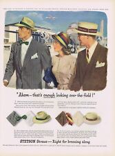 1947 STETSON FLAGSHIP & WARWICK STRAW HATS Orig Magazine Ad picture