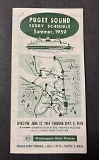 Vintage 1959 Puget Sound Ferry Summer Schedule Brochure Pamphlet picture
