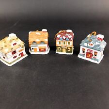 JSNY Vintage Holiday Bell House Village Ornaments Set 4 Business Houses picture