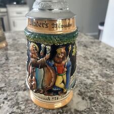 Original King German Lidded Beer Stein Gumbrinus Und St. Salvator With Handle picture
