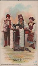 c1892 Singer Manufacturing Co. Sewing Trade Card SERVIA Costumes of All Nations picture